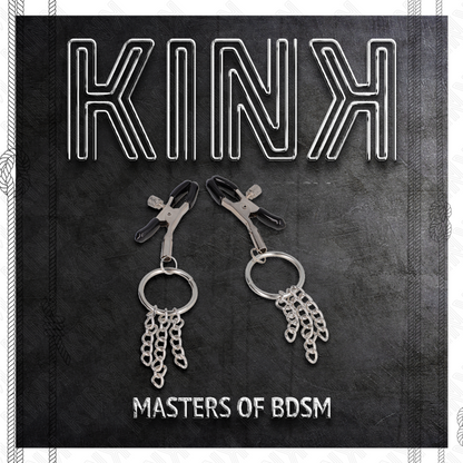 KINK Pinça para Mamilos O-Ring com Pequena Corrente Prata 6cm, detalhe do design e material.