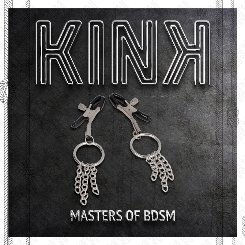 KINK Pinça para Mamilos O-Ring com Pequena Corrente Prata 6cm, detalhe do design e material.