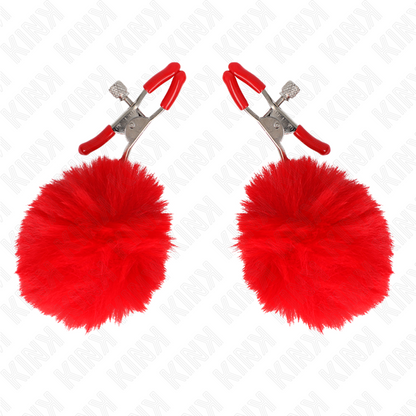 KINK - PINZA PARA EL PELO CON BOLA DE PIEL SINTÉTICA ROJA DE 6 CM