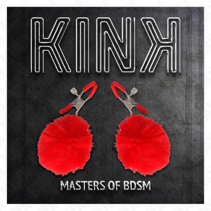 KINK - PINZA PARA EL PELO CON BOLA DE PIEL SINTÉTICA ROJA DE 6 CM