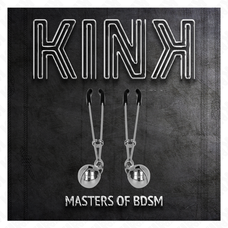 Pinças de mamilo finas KINK em prata, ideais para estimulação e jogos BDSM.