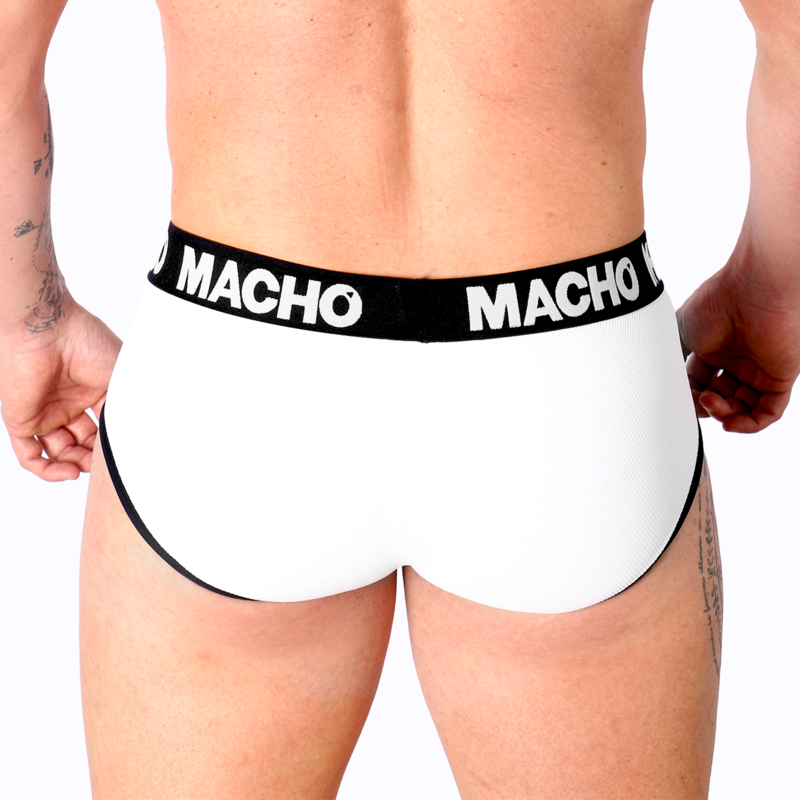 MACHO Slip Masculino Blanco con Copa de Realce