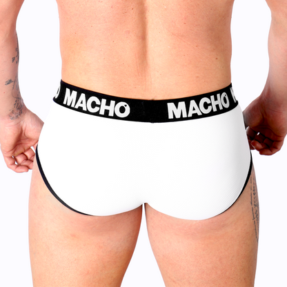 MACHO Slip Masculino Blanco con Copa de Realce