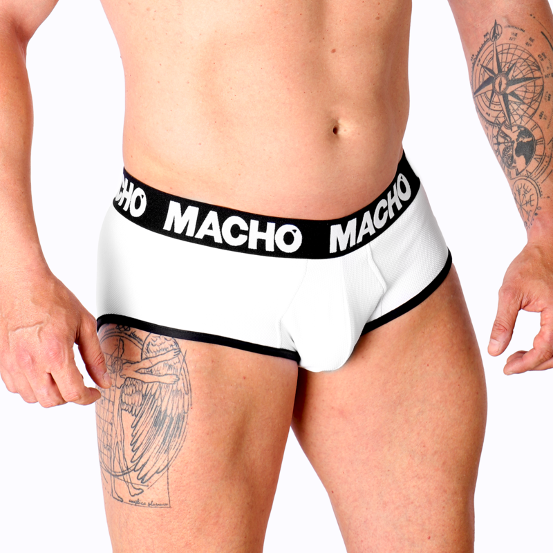MACHO Slip Masculino Blanco con Copa de Realce