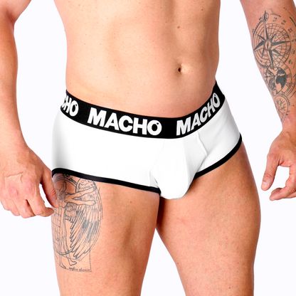 MACHO Slip Masculino Blanco con Copa de Realce
