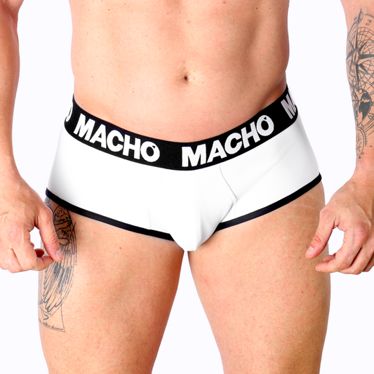 MACHO Slip Masculino Blanco con Copa de Realce