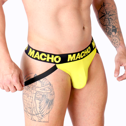 Jockstrap Lycra Amarillo Abierto con Soporte Íntimo Masculino