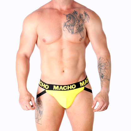 Jockstrap Lycra Amarillo Abierto con Soporte Íntimo Masculino