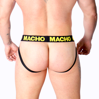 Jockstrap Lycra Amarillo Abierto con Soporte Íntimo Masculino