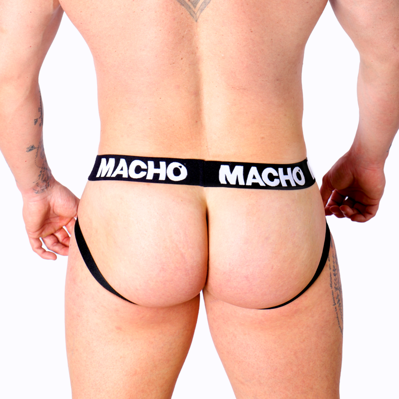 MACHO Jockstrap MX25NC Cuero Negro Sensual Elástico