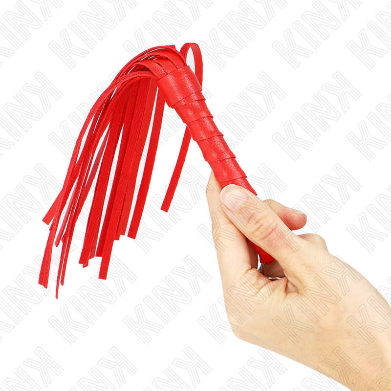 KINK Mini Chicote Vermelho Simples 28 cm, ideal para brincadeiras sensoriais e BDSM.