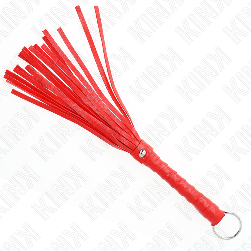 KINK Mini Chicote Vermelho Simples 28 cm, ideal para brincadeiras sensoriais e BDSM.