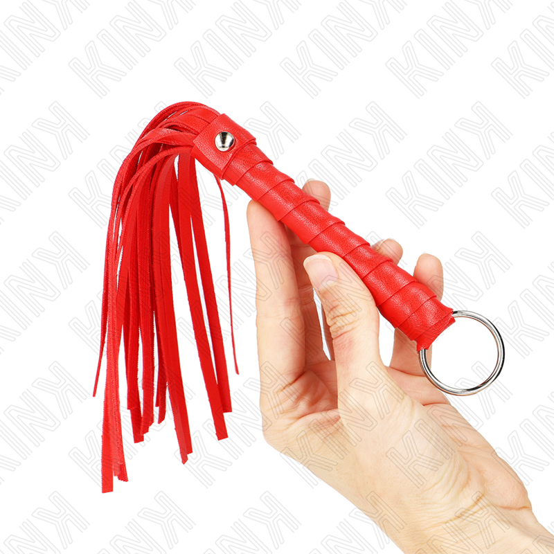KINK Mini Chicote Vermelho Simples 28 cm, ideal para brincadeiras sensoriais e BDSM.