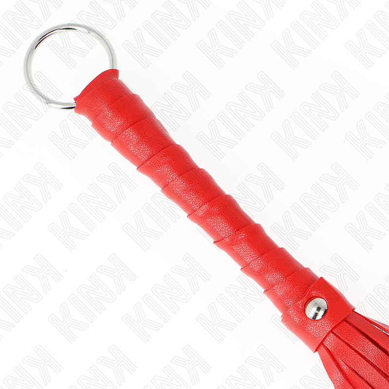 KINK Mini Chicote Vermelho Simples 28 cm, ideal para brincadeiras sensoriais e BDSM.