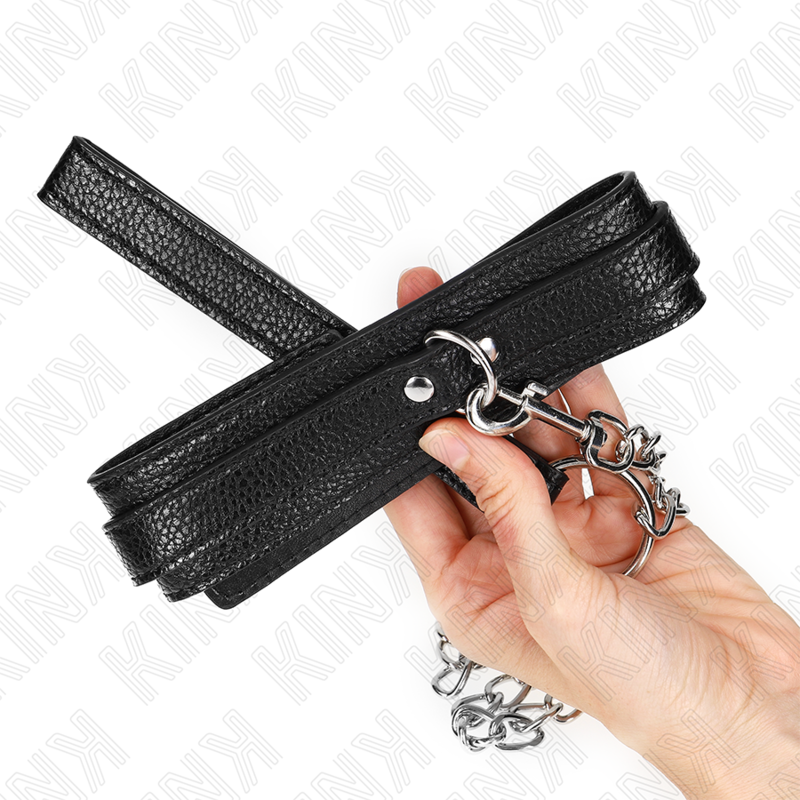 Colar e Trela BDSM KINK Padrão Serpente, exibindo design e materiais de qualidade.