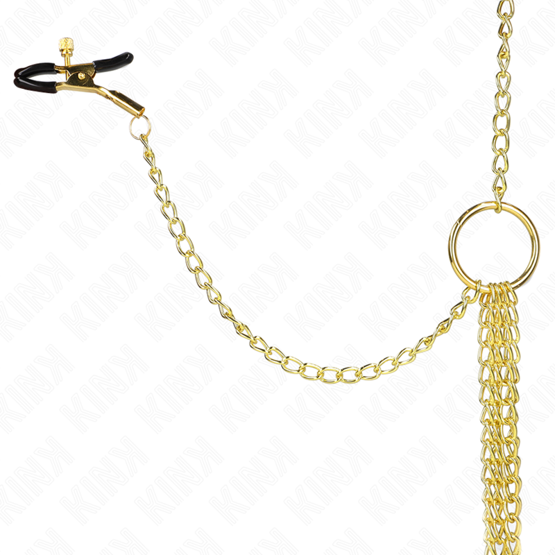 KINK 4 Pinças de Bico e Clitórito Ajustáveis Ouro para estimulação BDSM.