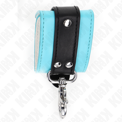 Close-up das Algemas de Pulso Fecháveis KINK Premium Preto/Azul Ajustáveis, mostrando o material e fecho
