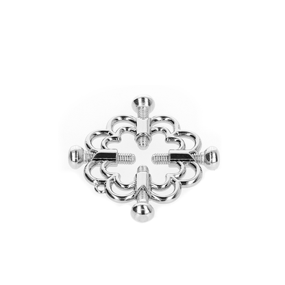 KINK Pinças para Mamilos Flor de Metal, detalhe do design e material em metal.