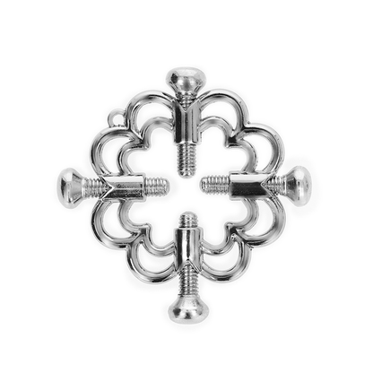 KINK Pinças para Mamilos Flor de Metal, detalhe do design e material em metal.