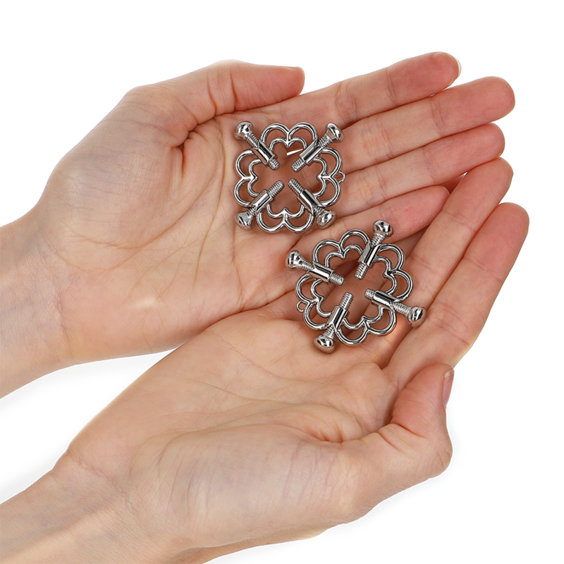 KINK Pinças para Mamilos Flor de Metal, detalhe do design e material em metal.