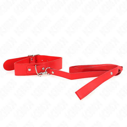 Close-up of the KINK Colar e Trela Ajustável Vermelho BDSM showing its texture and features.