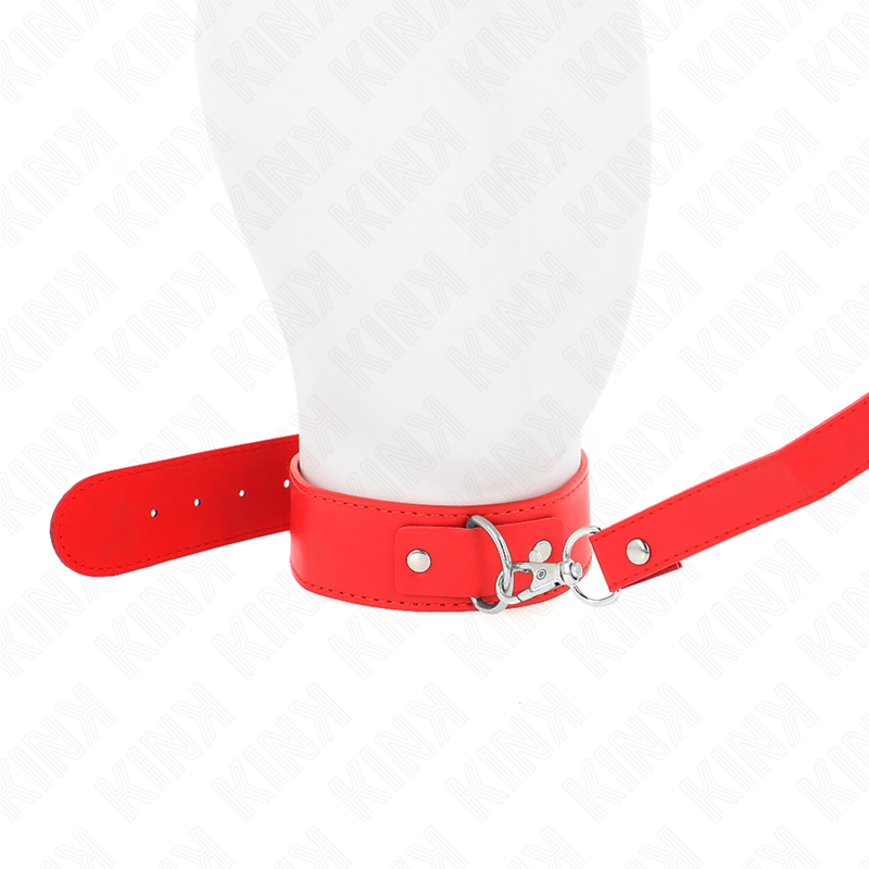 Close-up of the KINK Colar e Trela Ajustável Vermelho BDSM showing its texture and features.