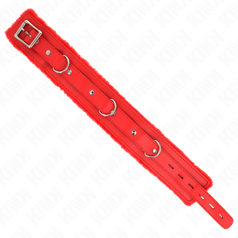 KINK Colar com Trela de Restrição Vermelho, detalhe do material e fecho ajustável.