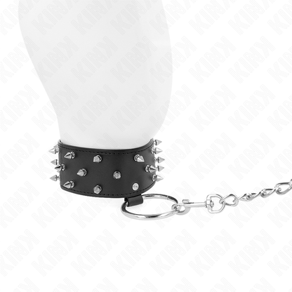 Colar KINK com Trela Prata e Pregos, Ajustável para BDSM