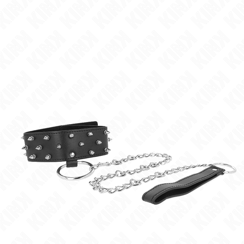 Colar KINK com Trela Prata e Pregos, Ajustável para BDSM
