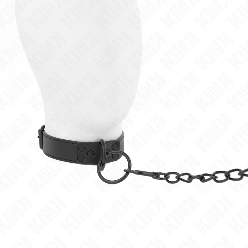 KINK Colar com Trela Escura, um acessório BDSM elegante e ajustável para jogos de controlo e submissão.