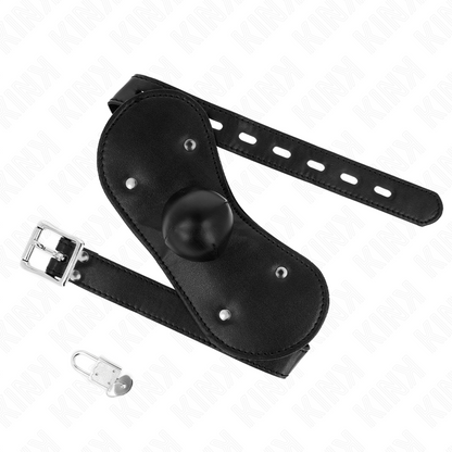 KINK Máscara Boca Ball Gag com Fechadura Ajustável 42-60 CM em detalhe.
