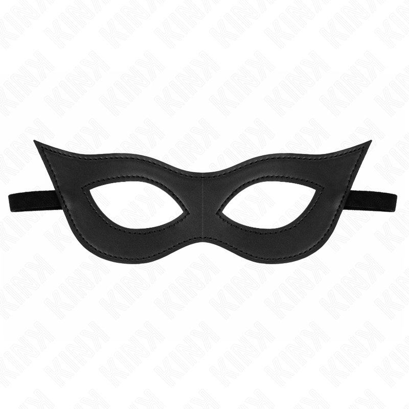Máscara de Couro KINK Modelo 2 para BDSM, mostrando detalhes do material e design elegante.