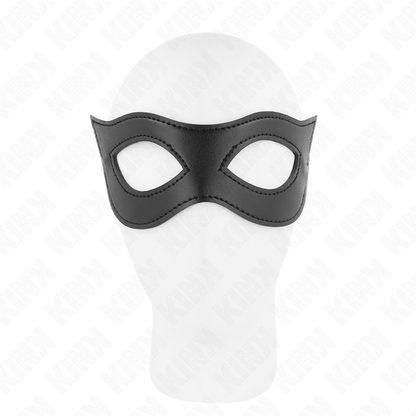Máscara de Couro KINK Modelo 2 para BDSM, mostrando detalhes do material e design elegante.