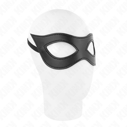 Máscara de Couro KINK Modelo 2 para BDSM, mostrando detalhes do material e design elegante.