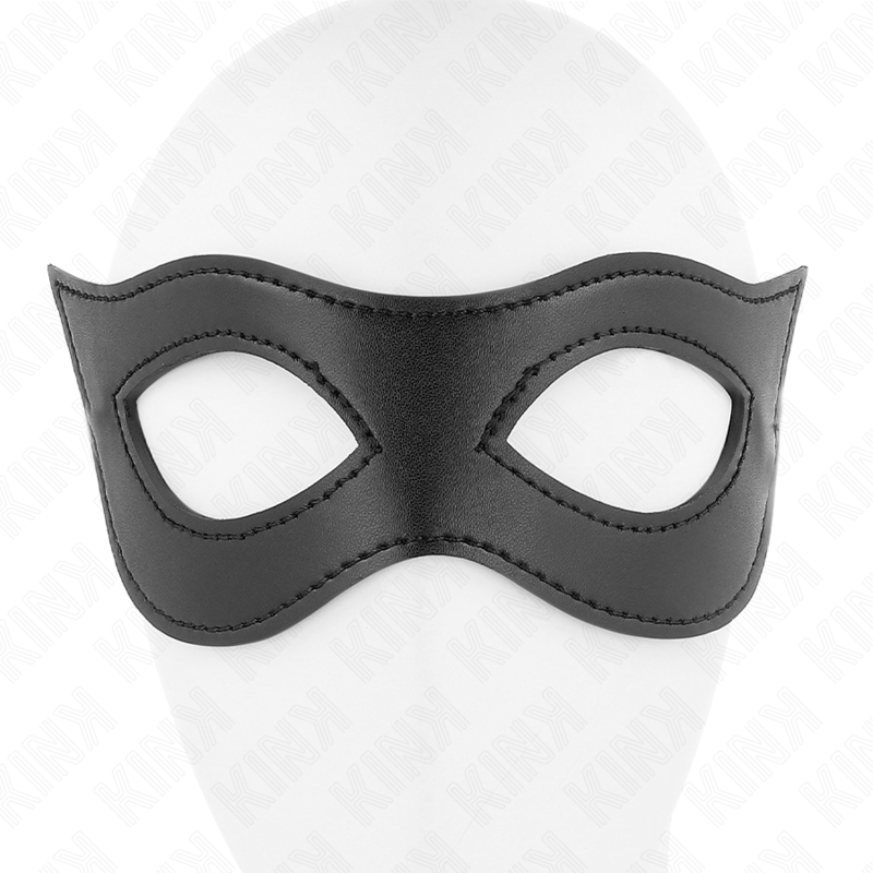 Máscara de Couro KINK Modelo 2 para BDSM, mostrando detalhes do material e design elegante.
