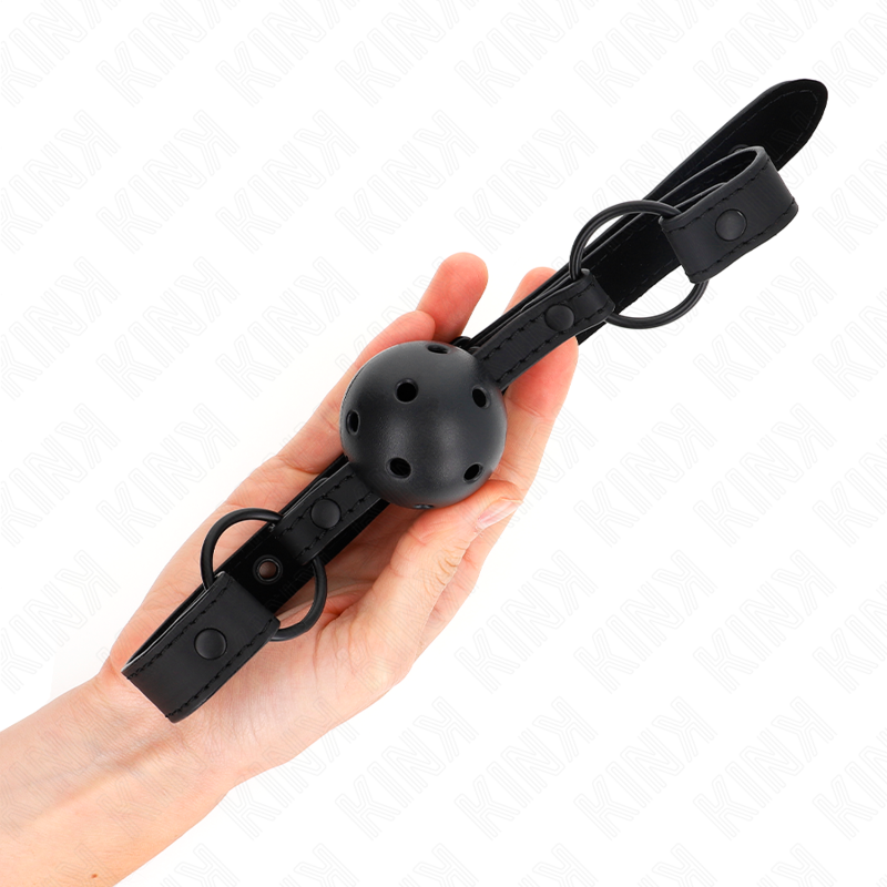 KINK Mordaça Ball Gag com bola de neoprene 4,5cm ajustável para jogos BDSM