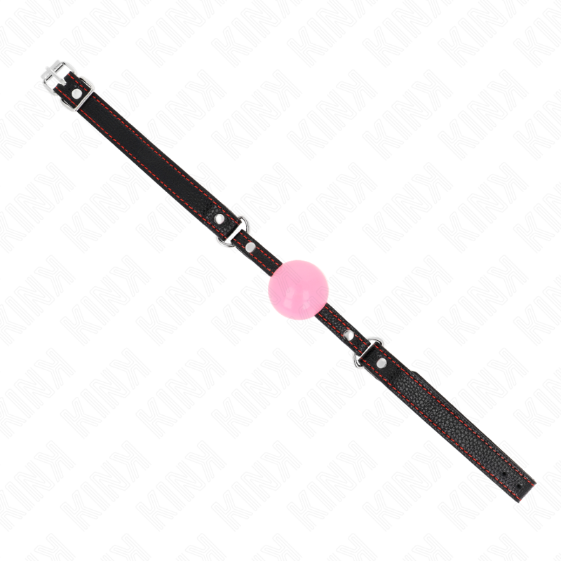 KINK Mordaça Bola Ouro Rosa 4cm com tira ajustável para experiências BDSM de silêncio e submissão.