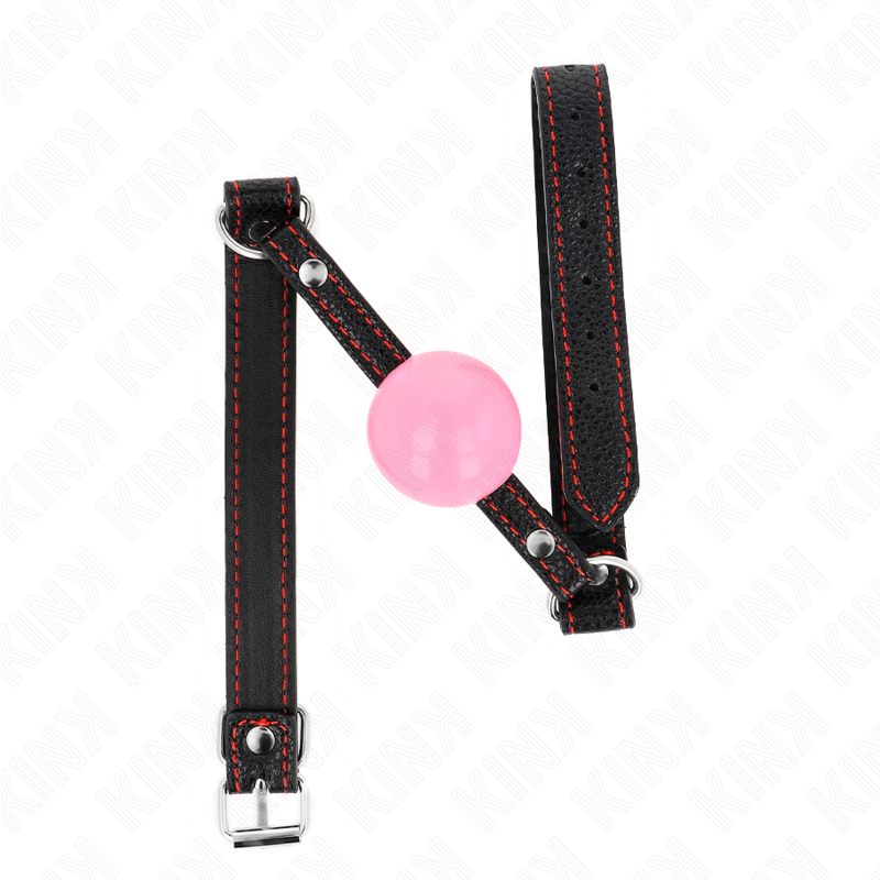 KINK Mordaça Bola Ouro Rosa 4cm com tira ajustável para experiências BDSM de silêncio e submissão.