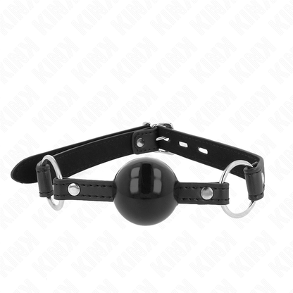 KINK Mordaça Bola TPE 4 CM com Fechadura Preta, ideal para sessões BDSM de controlo e submissão.