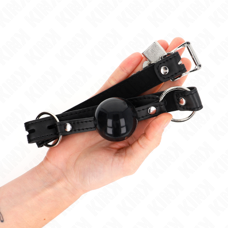 KINK Mordaça Bola TPE 4 CM com Fechadura Preta, ideal para sessões BDSM de controlo e submissão.