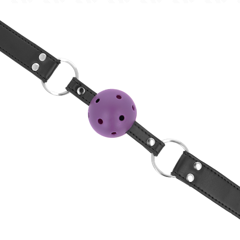 Mordaça Bola Respirável KINK 4 CM Rebite Duplo Roxo Ajustável para BDSM