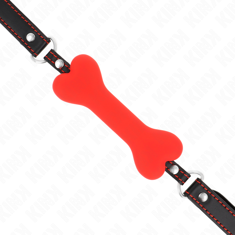 KINK Mordaça Tipo Osso Vermelho 12 CM com tira ajustável para jogos BDSM