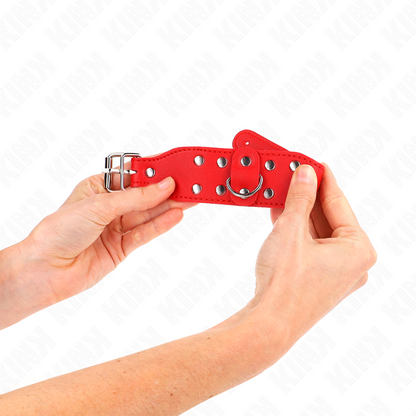 KINK - PULSERAS ROJAS CON DOBLE LÍNEA DE CLAVOS AJUSTABLES