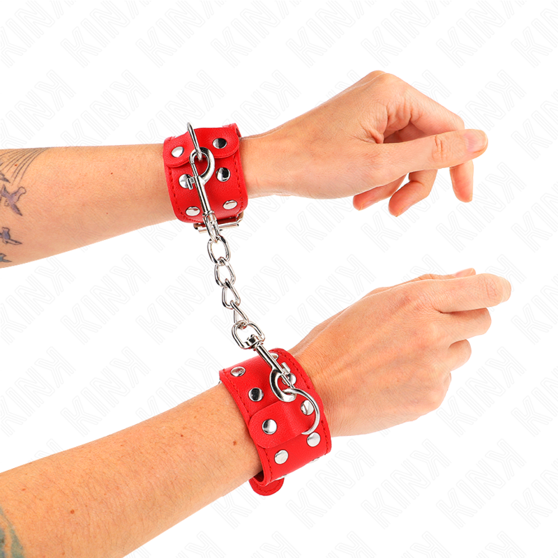 KINK - PULSERAS ROJAS CON DOBLE LÍNEA DE CLAVOS AJUSTABLES