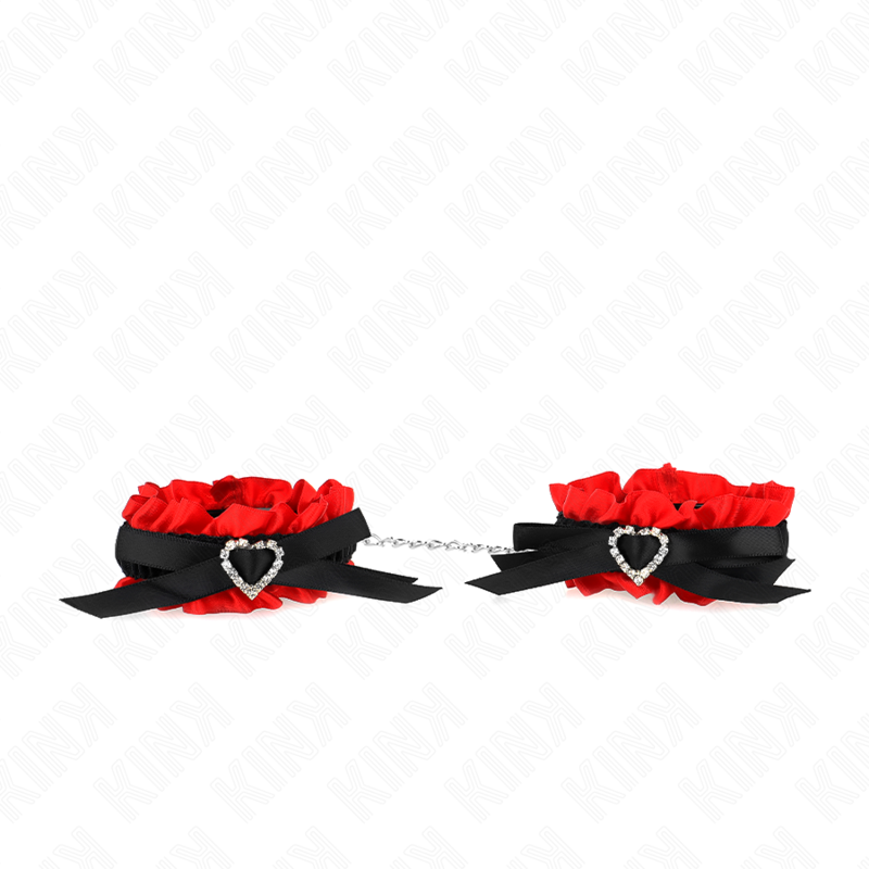 KINK Retenções de Punho Elásticas de Renda com Detalhes de Coração Vermelho, Ajustáveis