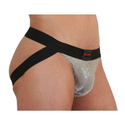 BURN Jockstrap Masculino Brillante Beige y Negro