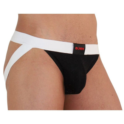 BURN Jockstrap Brillante Negro/Blanco