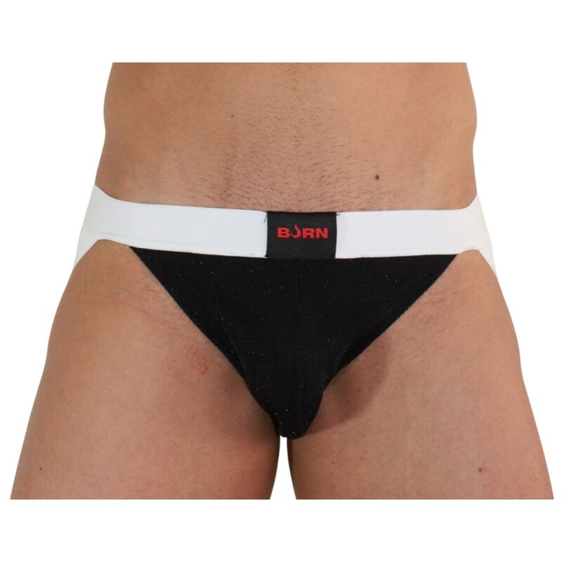 BURN Jockstrap Brillante Negro/Blanco