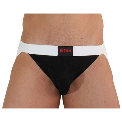 BURN Jockstrap Brillante Negro/Blanco