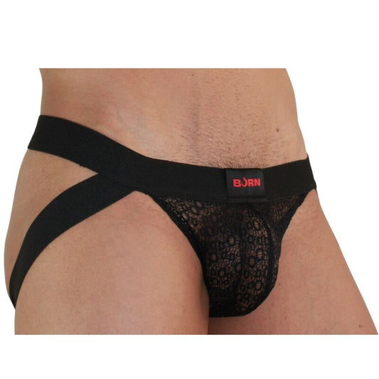 BURN Jockstrap Lencería Masculina Estilo Sensual Negro